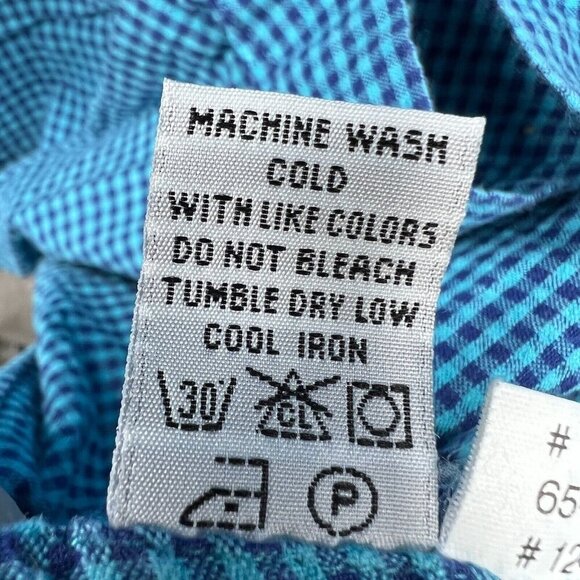 Orvis Men Shirt Medium Blue Gingham 100% Cotton Short Sleeve Button Front Pocket - Picture 5 of 8